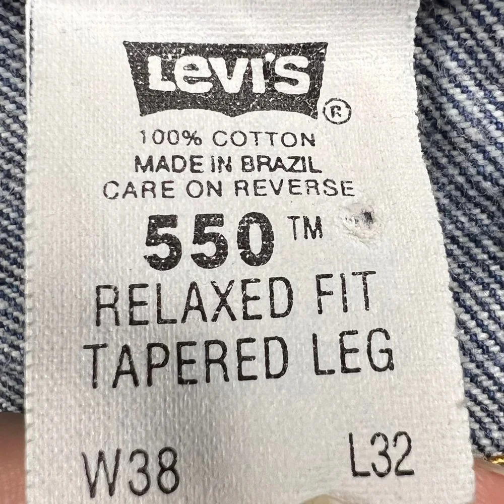 Vintage 90s Orange Tab Levi’s 550 Relaxed Fit Tapped Leg Jeans Size 38X32